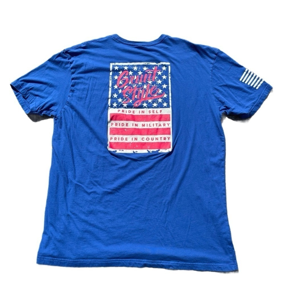 Grunt and style Blue Graphic T-Shirt Patriotic Design short sleeve crew neck